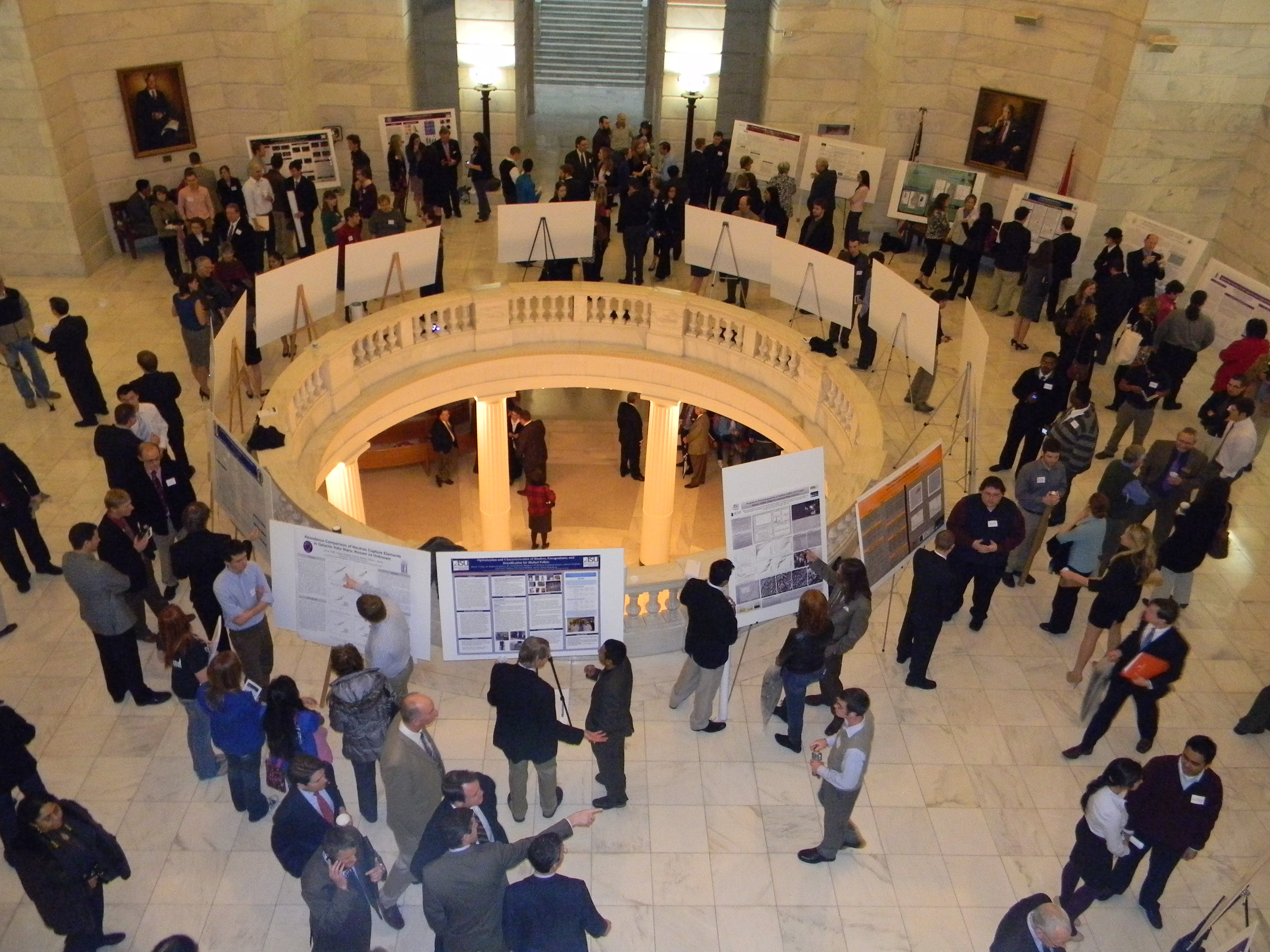 Students presenting posters in the Arkansas State Capitol rotunda, 2012